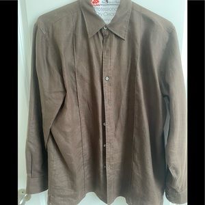 Clairborne Long Sleeve Linen Shirt in Chocolate